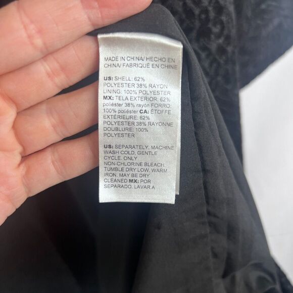 Chico's Black Velvet Jacquard Brocade Lined Duster Dressy Evening Jacket 3/LG - Picture 9 of 10